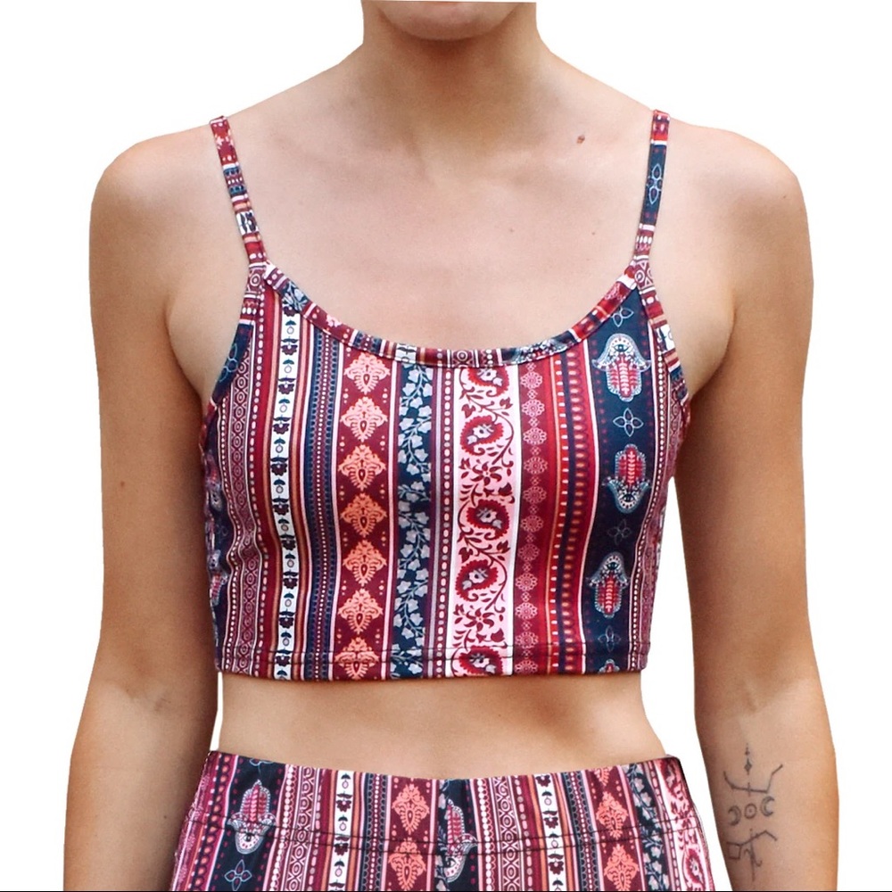 Cropped tank top - Marsala paisley